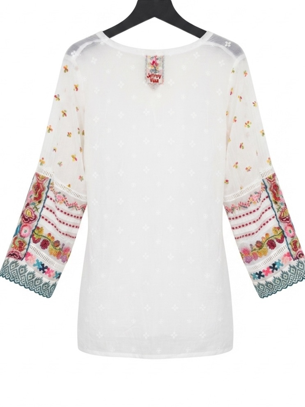 Johnny Was White Embroidered Sleeve Tunic Blouse Coverup Size 3X - Picture 2 of 10